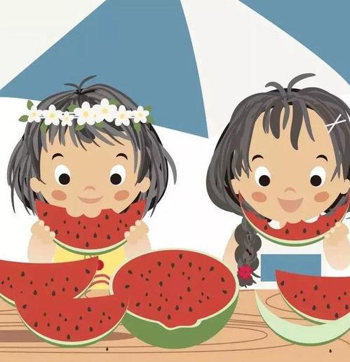 可爱卡通人物吃瓜头像